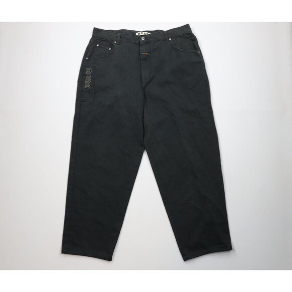 Deadstock Vtg 90s Boss Mens 40x32 Spell Out Baggy Wide Leg Skateboard Jeans USA - Picture 1 of 15